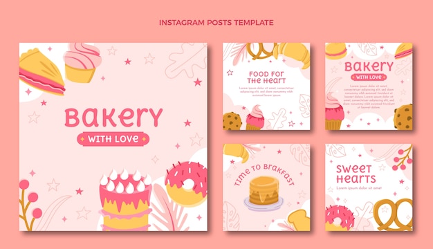 Vector flat design food instagram post