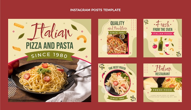 Vettore post di instagram cibo design piatto