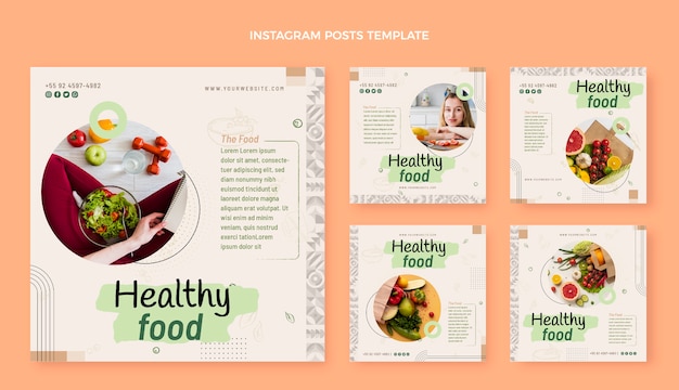 Flat design food instagram posts