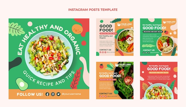 Flat design food instagram posts