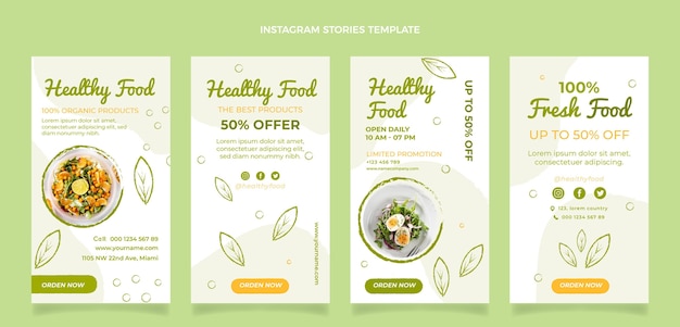 Vector flat design food instagram stories