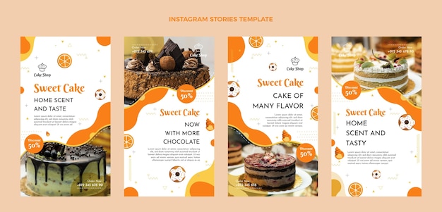 Vector flat design food instagram stories