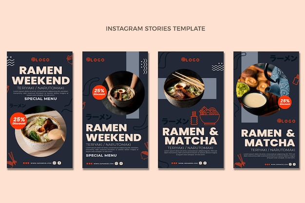 Flat design food instagram stories