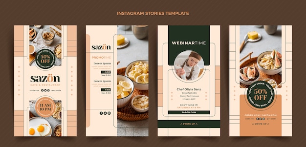 Flat design food instagram stories