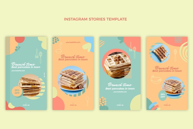 Vector flat design food instagram stories