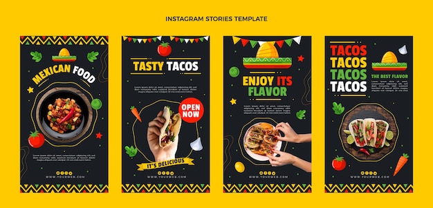 Flat design food instagram stories