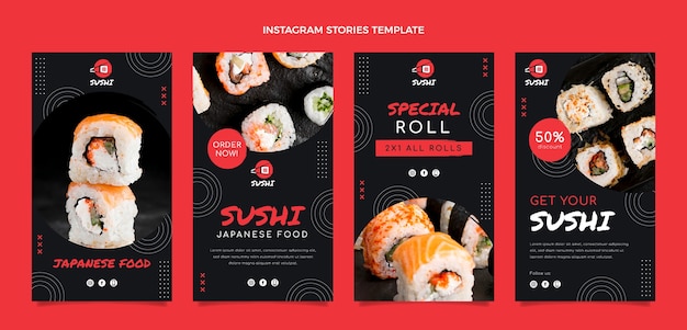 Flat design food instagram stories