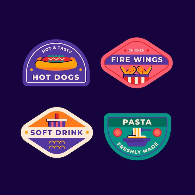 Flat design food label set