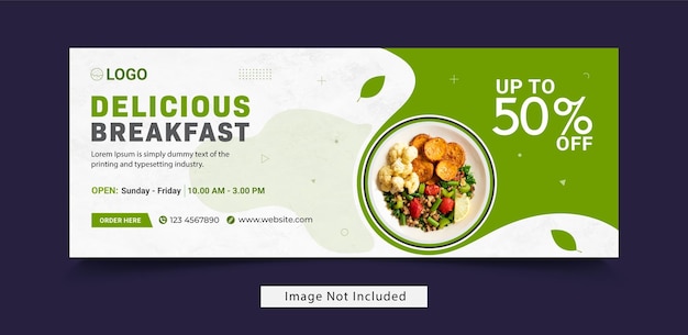 Flat design of food menu facebook cover and banner template