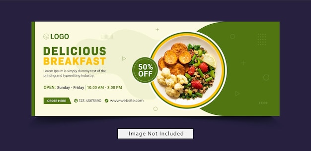 Flat design of food menu facebook cover template