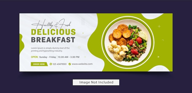 Flat design of food menu facebook cover and web banner