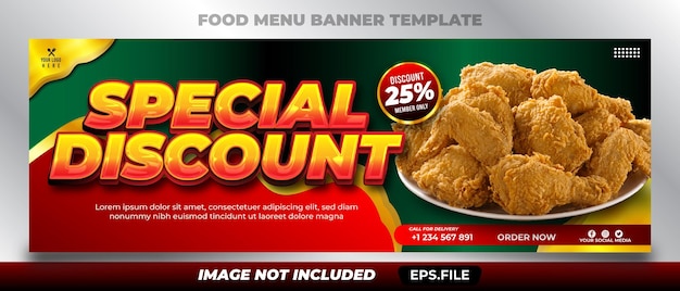 Flat design food sale banner promotion special discount 05