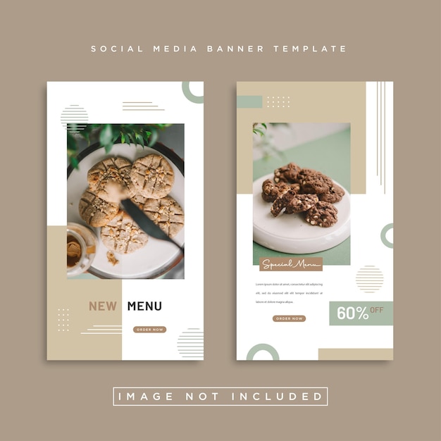 Flat design of food social media instagram story template collection