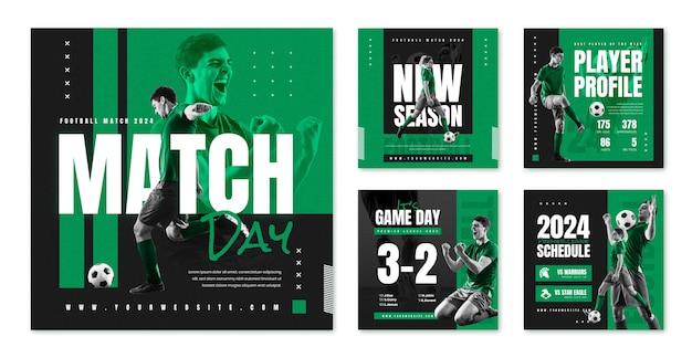 Vector flat design football game  instagram posts