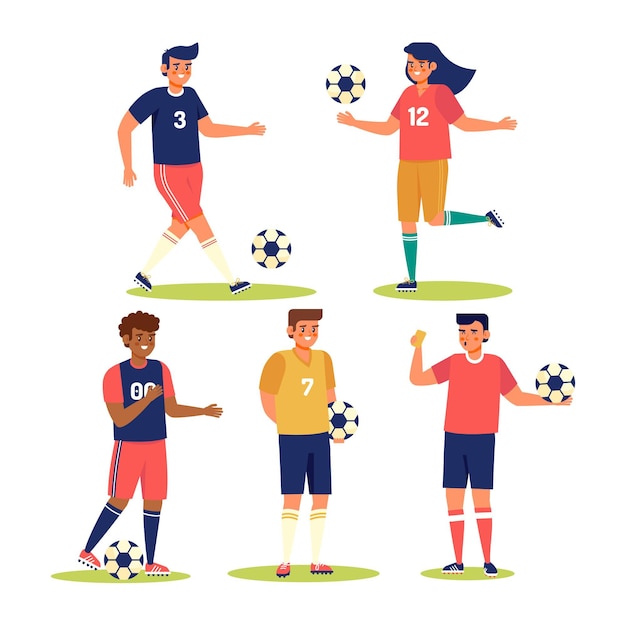 Flat design football players collection