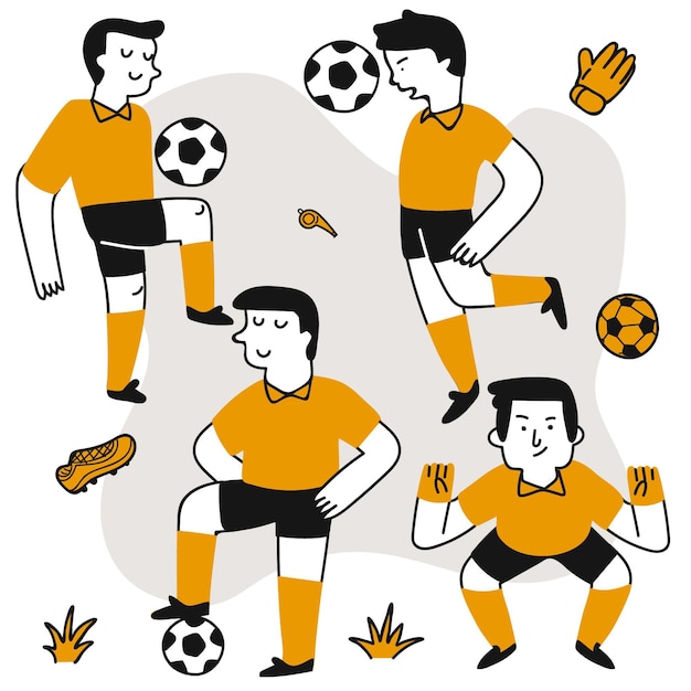 Flat design football players collection