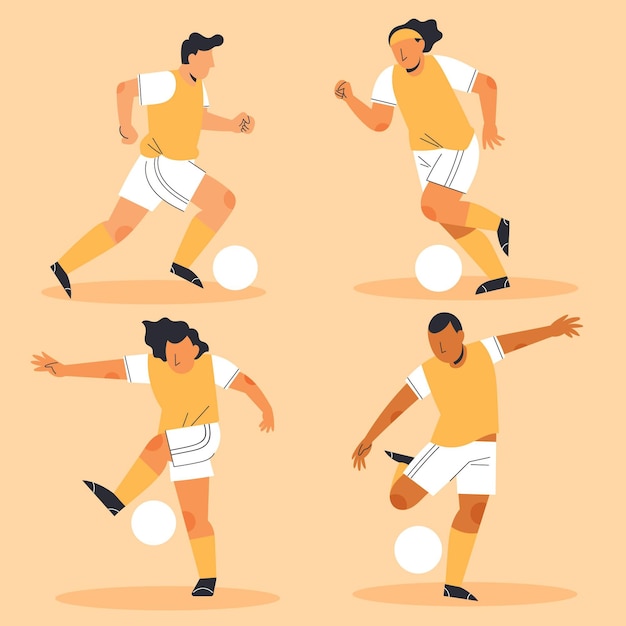 Vector flat design football players pack