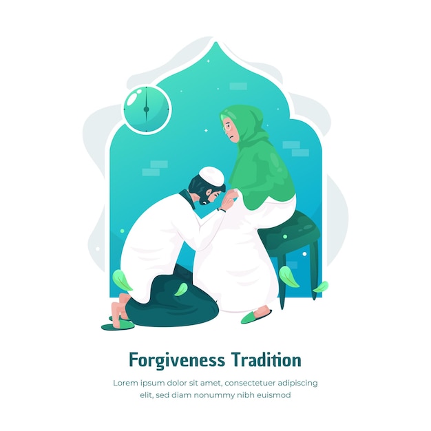 Flat design forgiveness tradition during eid mubarak