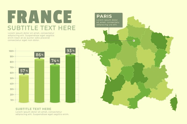 Design piatto francia mappa infografica