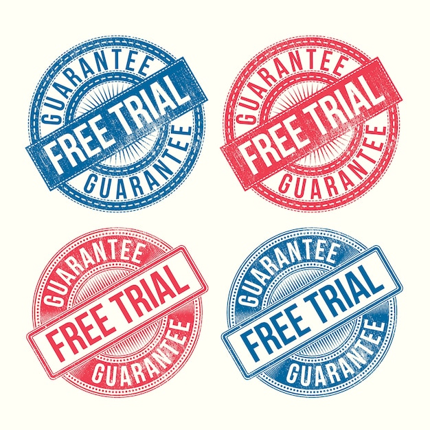 flat design  free trial stamps set