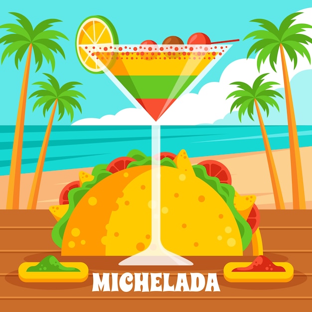 Flat design fresh michelada illustration