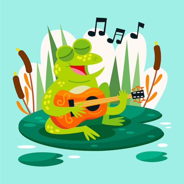 Vector flat design frog illustrated