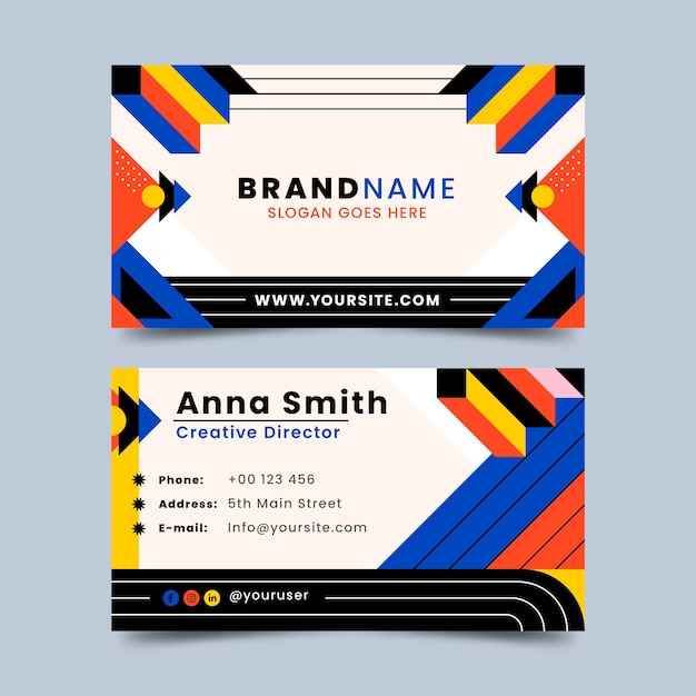 Vector flat design geometric pattern business card