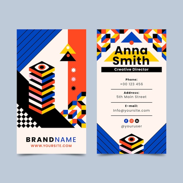 Flat design geometric pattern business card