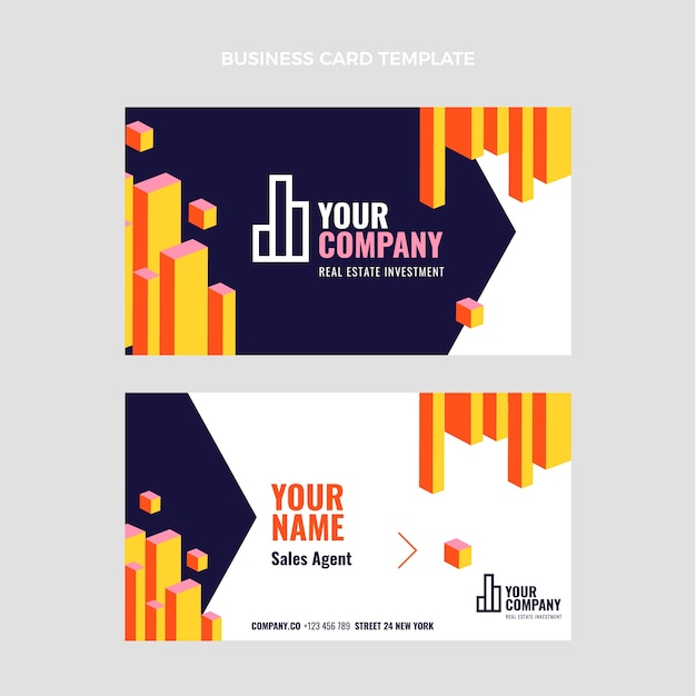 Vector flat design geometric real estate horizontal business card