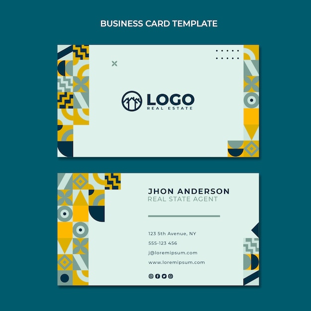flat design geometric real estate horizontal business card