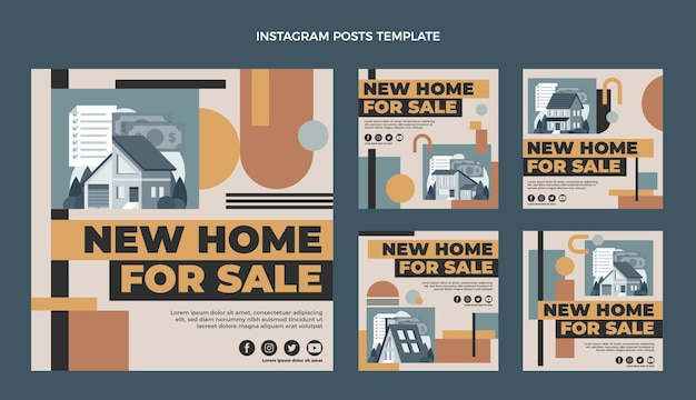 Post di instagram immobiliari geometrici dal design piatto