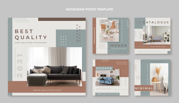 Flat design geometric real estate instagram posts