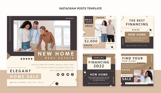 Post di instagram immobiliari geometrici dal design piatto