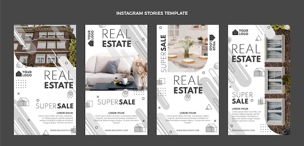 Flat design geometric real estate instagram stories