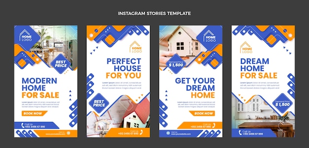 Storie di instagram immobiliari geometriche dal design piatto