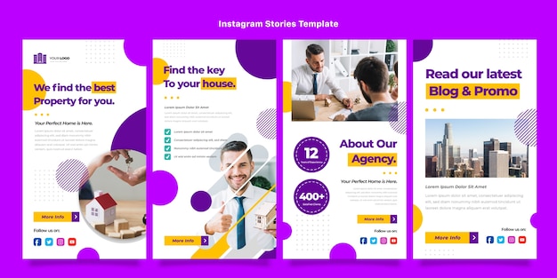 Flat design geometric real estate instagram stories