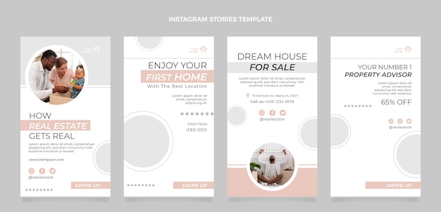 Vector flat design geometric real estate instagram stories