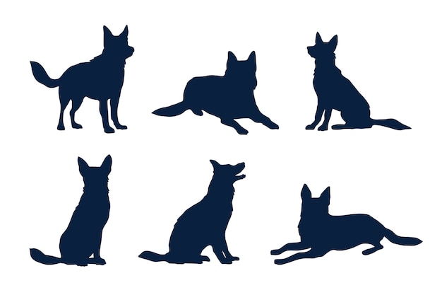 Flat design german shepherd silhouette illustration