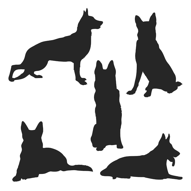 Flat design german shepherd silhouette illustration