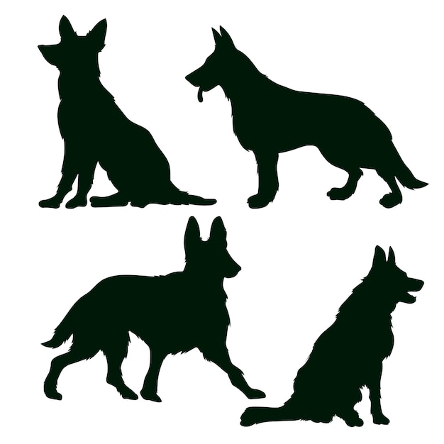 Vector flat design german shepherd silhouette