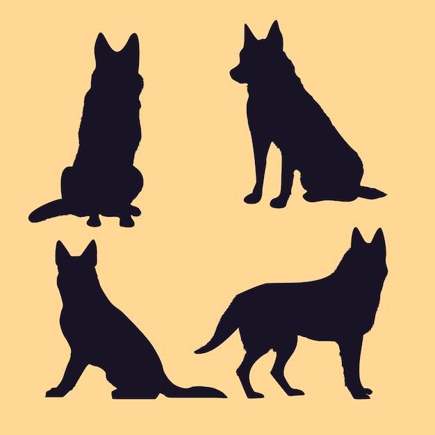 Flat design german shepherd silhouette