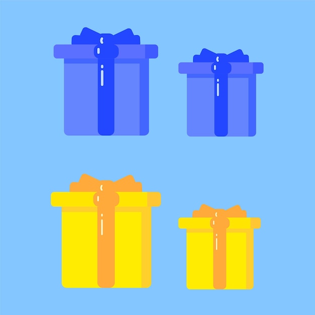 Flat design gift collection Blue and yellow gift box