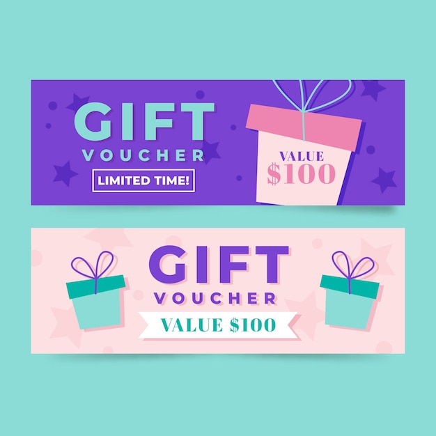 Vector flat design gift voucher banners