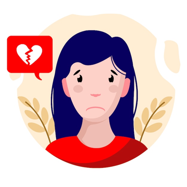 Flat design girl sad character vector illustration