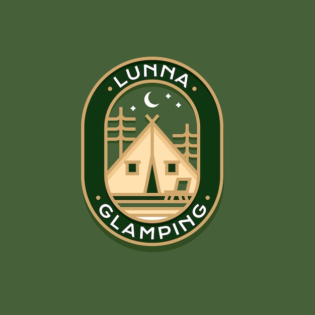 Logo glamping dal design piatto