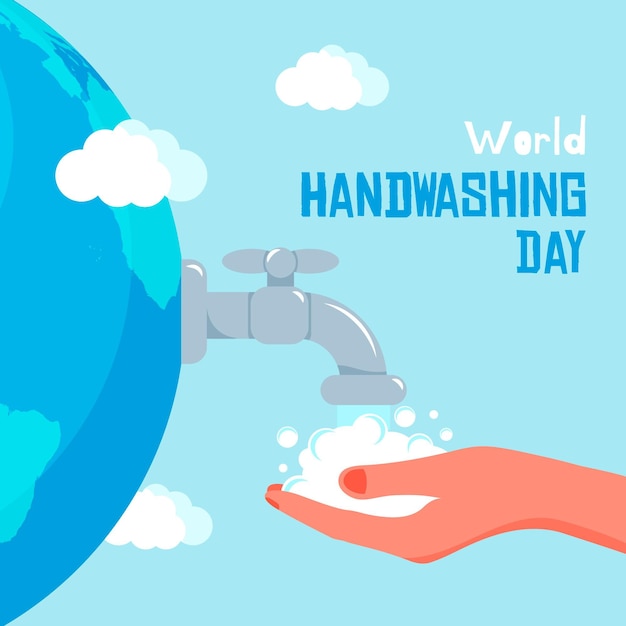 Flat design global handwashing day