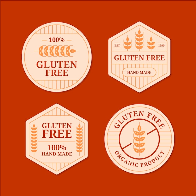 Flat design gluten free label set