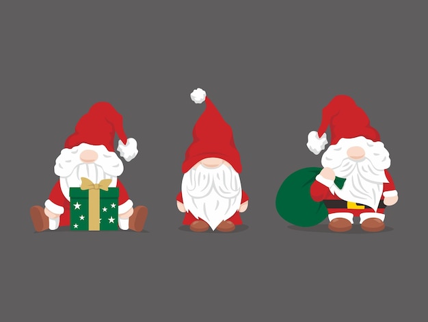 flat design gnome santa collections