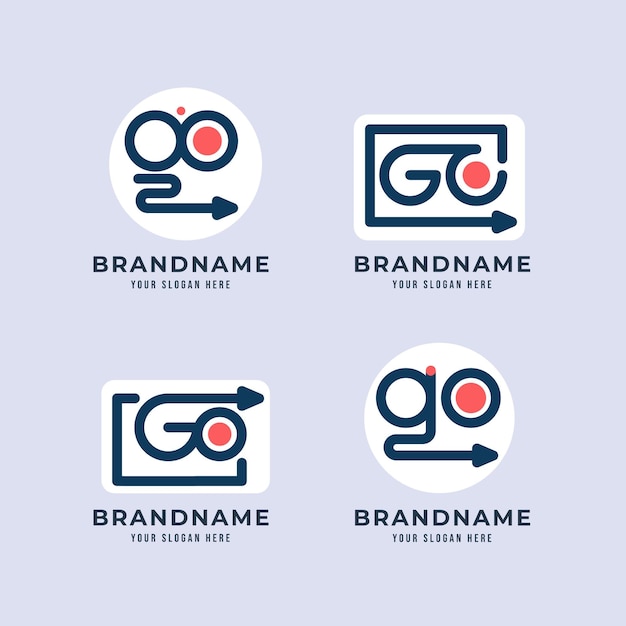 Flat design go logo template set