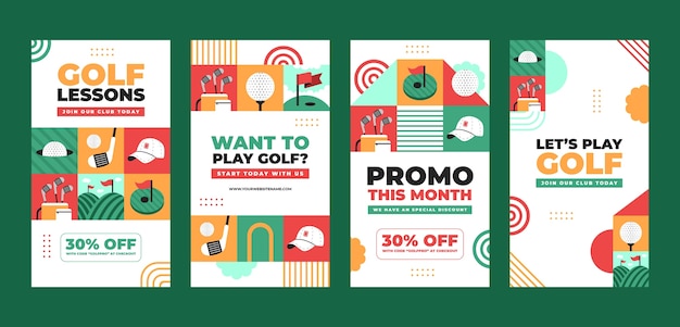 Flat design golf club instagram stories